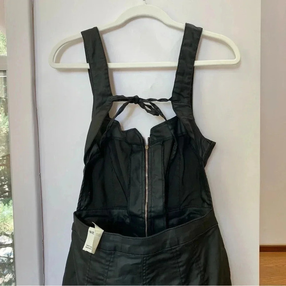 NWT Free People CRVY 2nd Ave One Piece Denim Jumpsuit in Black Vegan Leather - Picture 15 of 17